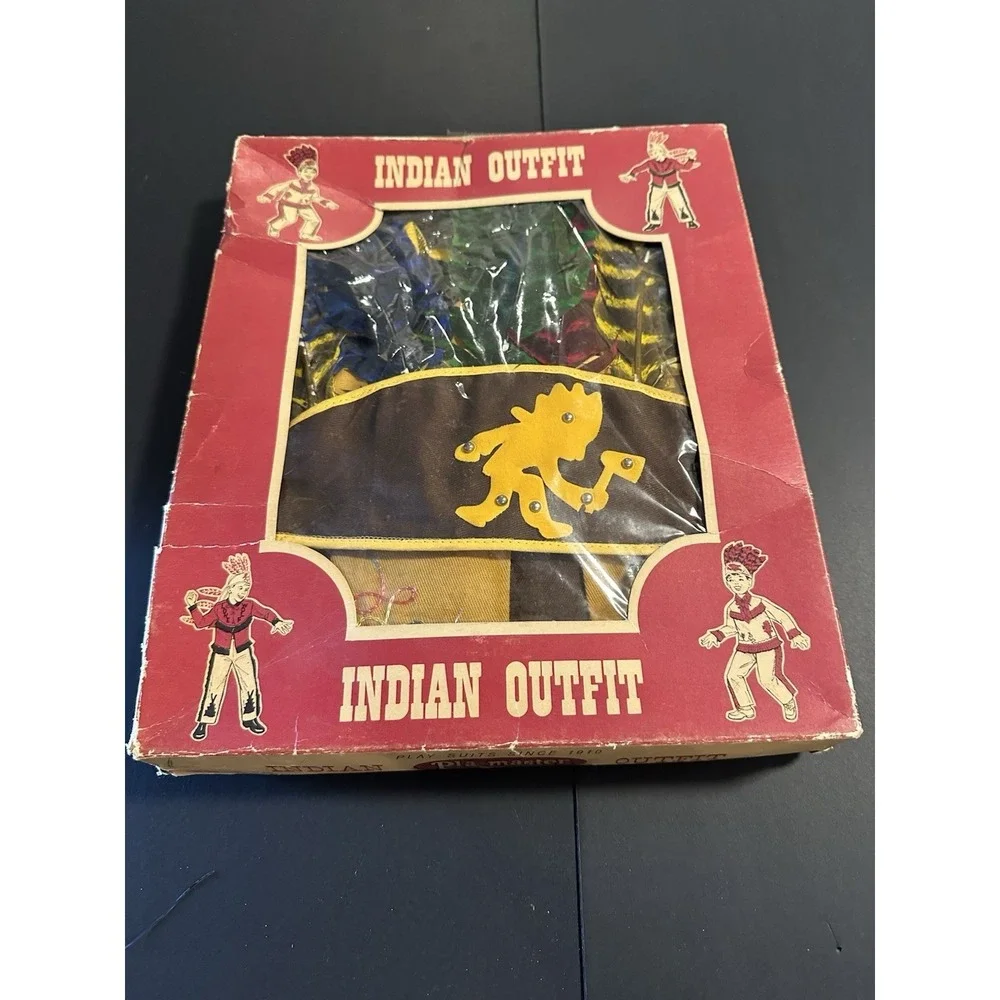 Vintage‎ Child's Pla-Master Play Suits Indian Outfit Costume Size 8 W/ Box